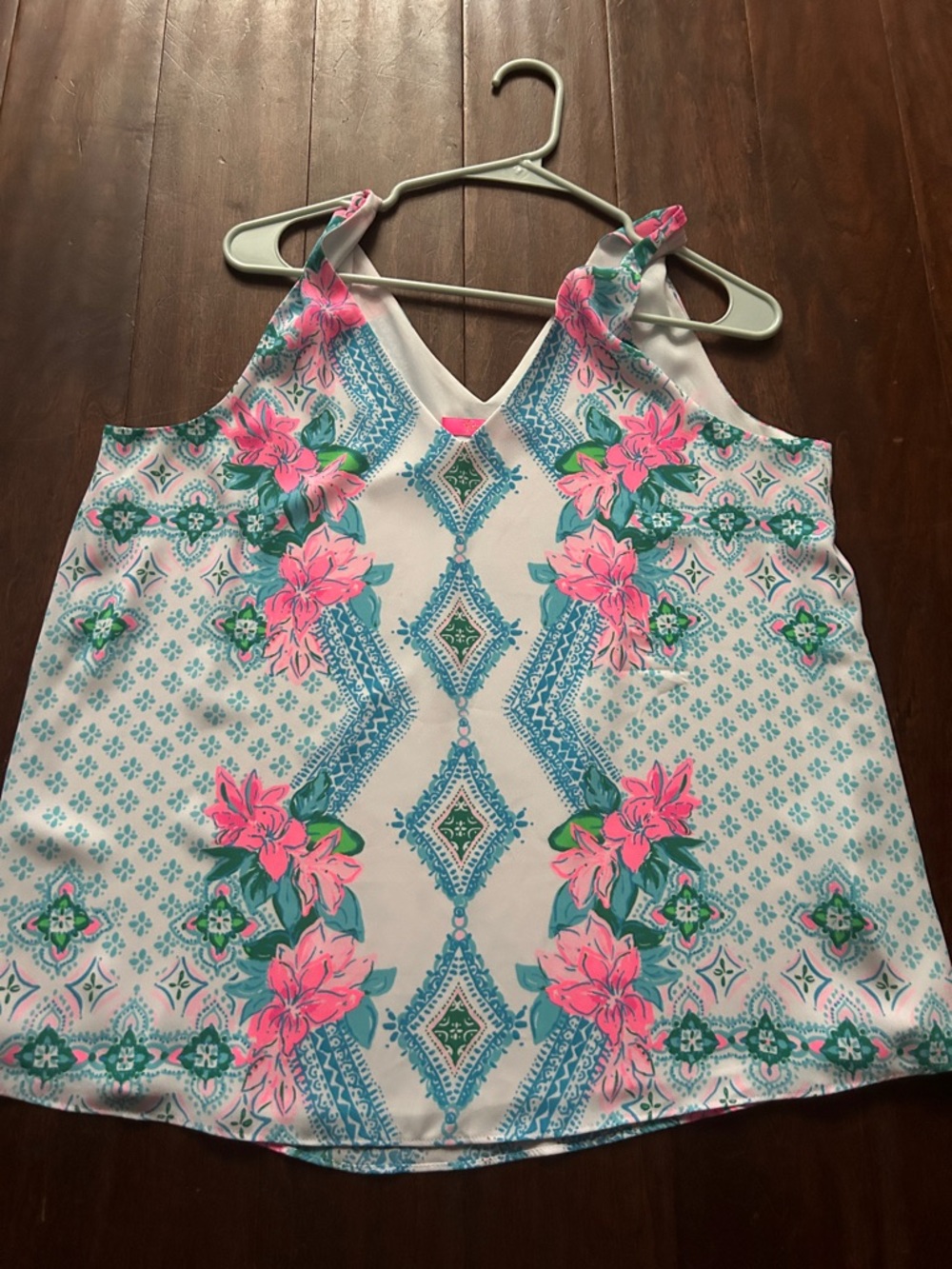 Lilly Pulitzer Floral Print V-Neck Tank Top - Pink & Teal